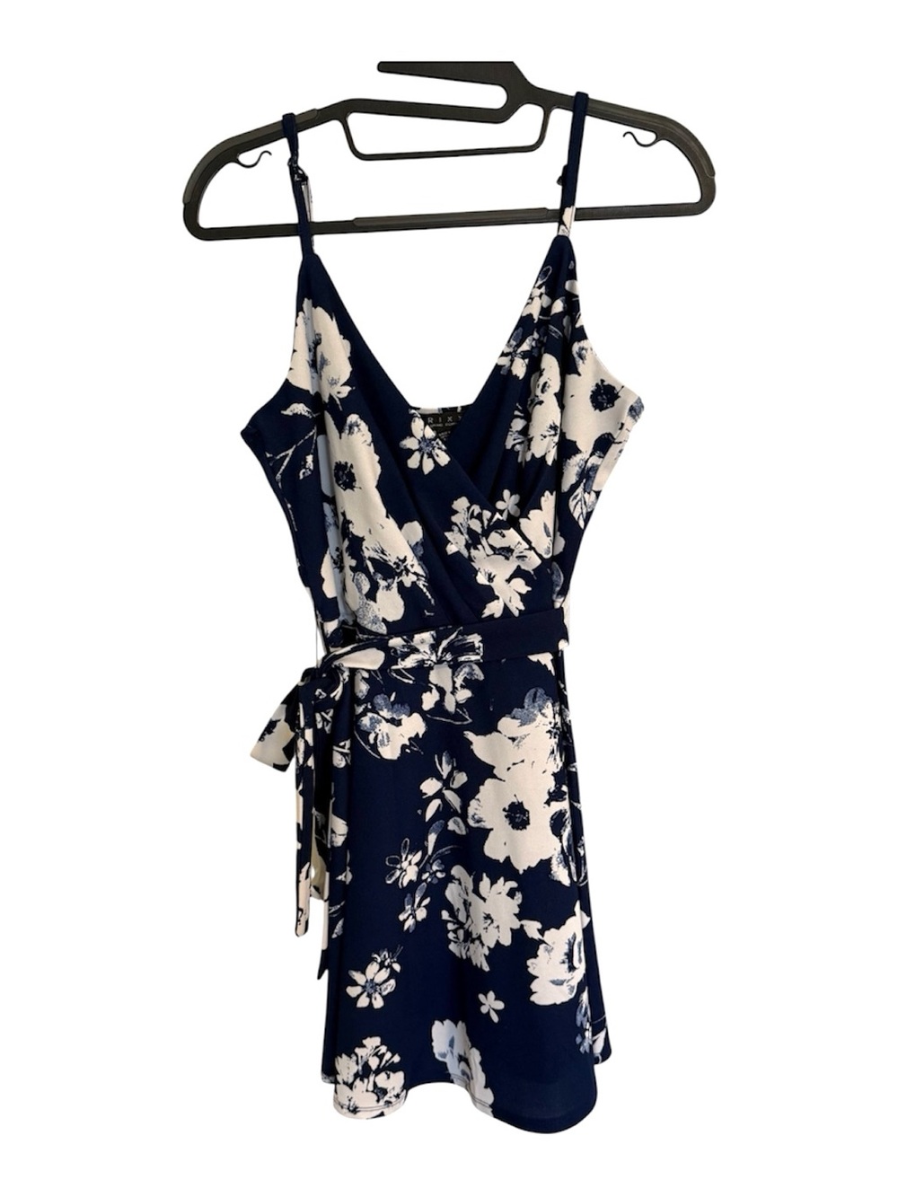 Women's Navy and White Floral Dress with Bow
